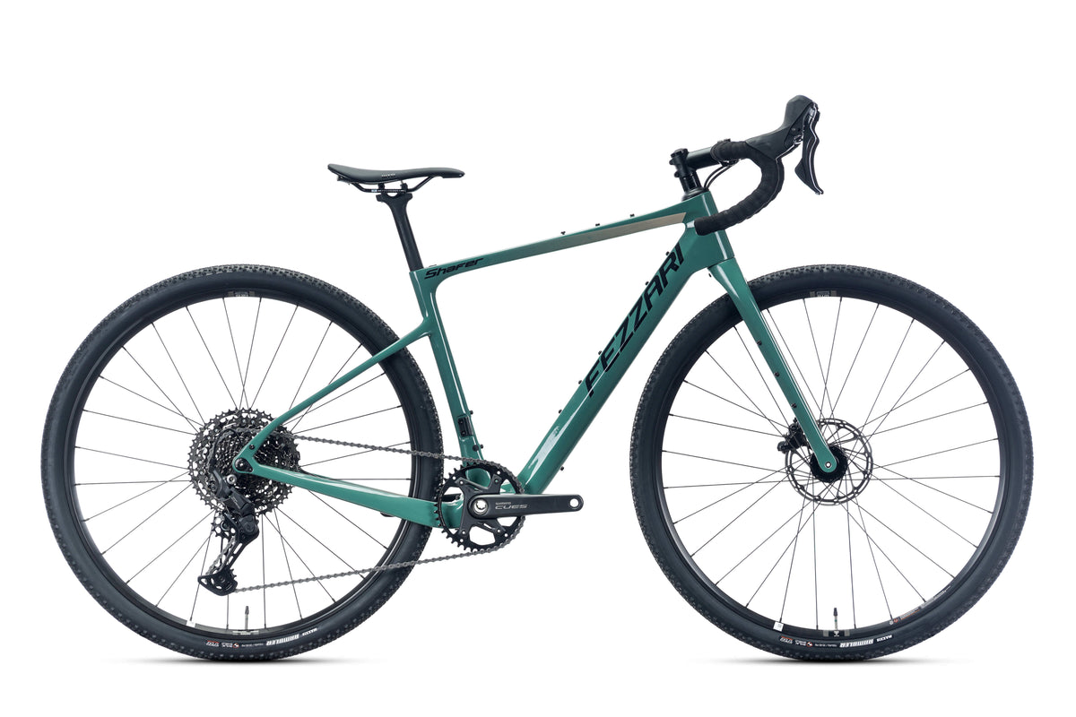 Ari Shafer 2.0 Sport gravel bike in green with drop handlebars, drive-side view