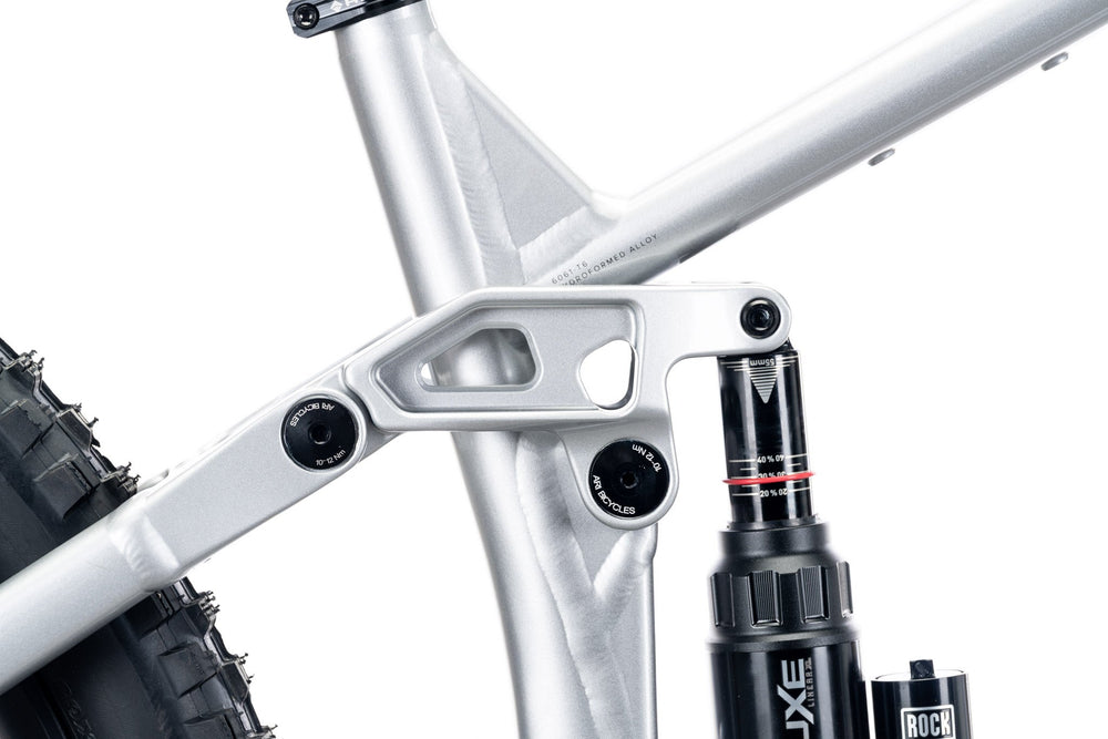 Silver Wire Peak rocker link and RockShox rear shock with pivot bolts