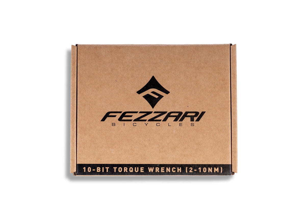 Closed cardboard box for the Ari mini torque wrench, labeled 10-bit torque wrench, 2-10 Nm